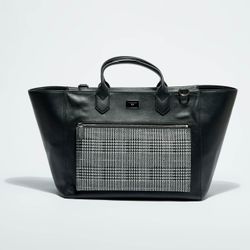 Sac cabas en Cuir lisse & Toile Je t'Attends Je t'Aime noir - 30x61x16 cm - Mauboussin - Modalova