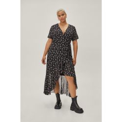Womens Grande Taille - Dressing Gown Longue Portefeuille À Imprimé Fleuri Je Fleurte Tu Fleurtes - Nasty Gal - Modalova