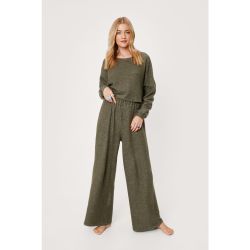 Womens Ensemble De Confort Top & Pantalon Large Effet Chiné Il Est L'Heure De Se La Couler Douce - Nasty Gal - Modalova