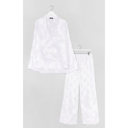 Womens Grande Taille - Pyjama Chemise & Pantalon Effet Jacquard Fais De Beaux Rêves Baby - Nasty Gal - Modalova
