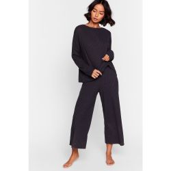 Womens Ensemble De Confort Pull & Jupe-Culotte En Maille Côtelée Laisse-Moi Tranquille - Nasty Gal - Modalova