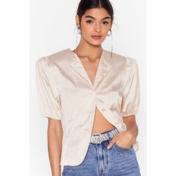 Womens Chemisier En Satin Effet Brossé À Épaules Rembourrées Brosse-Moi Dans Le Sens Du Poil - Nasty Gal - Modalova