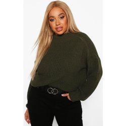 Pull À Col Montant Manches Chauve-Souris En Maille Épaisse Plus - - 24/26, - boohoo - Modalova