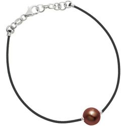 Bracelet Lien Nylon Tressé de couleur Véritable Perle de Culture d'Eau Douce Chocolat - NOVA DIAMONDS - modalova