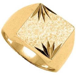 Chevalière Bague Anneau Carré Motifs Epis Effet Pailleté Vermeil (Or 750 sur Argent 925) - SO CHIC BIJOUX - Modalova