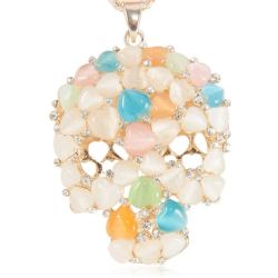 Pendentif vintage avec crâne décoré d'oeil de chat en coeurs et strass - EXOTIC EXPRESS - modalova