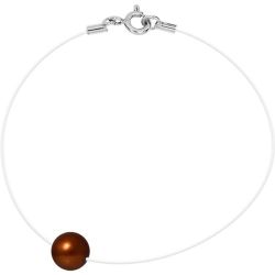 Bracelet Véritable Perle de Culture d'Eau Douce Traversante sur Fil Nylon Transparent - PERLINSTINCT - modalova