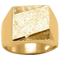 Chevalière Bague Anneau Carré Strié Effet Pailleté Vermeil (Or 750 sur Argent 925) - SO CHIC BIJOUX - Modalova