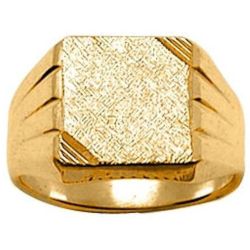 Chevalière Bague Anneau Carré Strié Effet Pailleté Vermeil (Or 750 sur Argent 925) - SO CHIC BIJOUX - Modalova