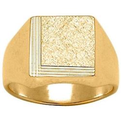 Chevalière Bague Anneau Carré Lignes Stries Effet Pailleté Vermeil (Or 750 sur Argent 925) - SO CHIC BIJOUX - Modalova