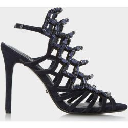 Black Sand - Sandales à talons hauts effet cage avec ornements - MOONSTONE - DUNE LONDON - modalova