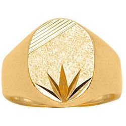 Chevalière Bague Anneau Ovale Motif & Lignes Effet Pailleté Vermeil (Or 750 sur Argent 925) - SO CHIC BIJOUX - Modalova