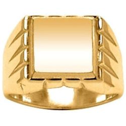 Chevalière Bague Anneau Support Carré Contours Rainurés Vermeil (Or 750 sur Argent 925) - SO CHIC BIJOUX - Modalova