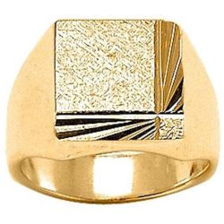 Chevalière Bague Anneau Carré Lignes Stries Effet Pailleté Vermeil (Or 750 sur Argent 925) - SO CHIC BIJOUX - Modalova