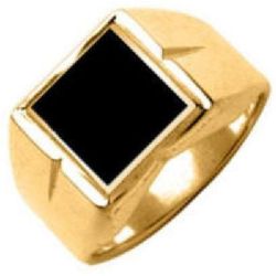 Chevalière Bague Anneau Stries Carré Onyx Noir Vermeil (Or 750 sur Argent 925) - SO CHIC BIJOUX - Modalova