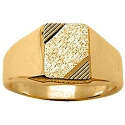 Chevalière Bague Anneau Rectangle Stries Diagonale Vermeil (Or 750 sur Argent 925) - SO CHIC BIJOUX - Modalova