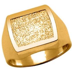 Chevalière Bague Anneau Carré Effet Pailleté Cadre Relief Vermeil (Or 750 sur Argent 925) - SO CHIC BIJOUX - Modalova