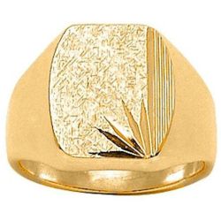 Chevalière Bague Anneau Carré Arrondi Motif & Lignes Vermeil (Or 750 sur Argent 925) - SO CHIC BIJOUX - Modalova