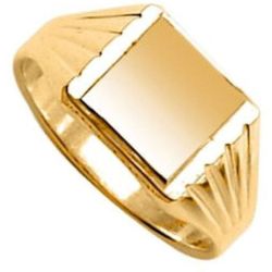 Chevalière Bague Anneau Carré Côtés Rainurés Vermeil (Or 750 sur Argent 925) - SO CHIC BIJOUX - Modalova