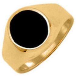 Chevalière Bague Anneau Circulaire Rond Onyx Noir Vermeil (Or 750 sur Argent 925) - SO CHIC BIJOUX - Modalova