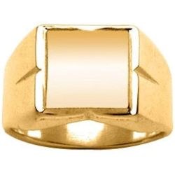 Chevalière Bague Anneau Support Carré Côtés Rainurés Vermeil (Or 750 sur Argent 925) - SO CHIC BIJOUX - Modalova