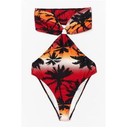 Womens Maillot De Bain 1-Pièce À Découpes Et Imprimé Tropical Rejoins-Moi Sous Les Tropiques - Nasty Gal - Modalova