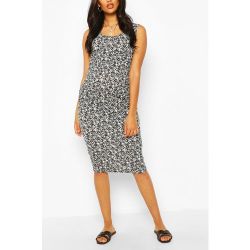 Robe moulante de grossesse longueur midi, 3/4 col rond fines bretelles - BOOHOO MATERNITY - Modalova
