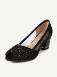 Sandales s nouveau strass maille mode décontracté creux poisson bouche sandales épaisses avec des chaussures simples sauvages - Newchic - Modalova