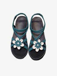 Fée vent fleur sandales saison nouveau filet éponge rouge fond épais avec des chaussures à talons - Newchic - Modalova