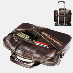 S en cuir véritable multi-poches 14 pouces sac d'ordinateur portable porte-documents sac à main d'affaires sac à bandoulière - Newchic - Modalova