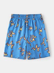 Pantalon de plage imprimé dessin animé Short de bain à cordon de serrage Short léger doublé de maille - Newchic - Modalova