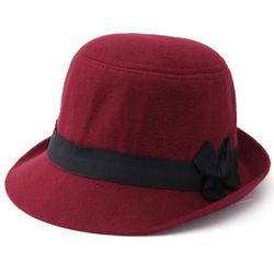 Chapeau élégant en laine artificielle FedoraTrilby Cloche Chapeau Bowknot en feutre floppy - Newchic - Modalova