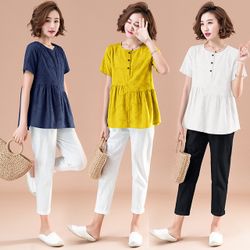 Blouse décontractée ample en coton et lin à imprimé floral à manches lanterne - Newchic - Modalova
