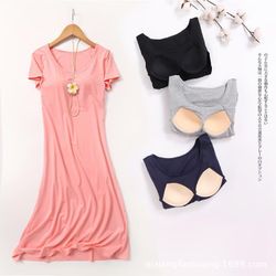 Chemise de nuit en coton sans soutien-gorge intégré à manches longues en pyjama de coton et porcelaine de glace - Newchic - Modalova