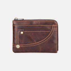 S en cuir véritable 4 fentes pour cartes à glissière porte-cartes portefeuille sac à main - Newchic - Modalova