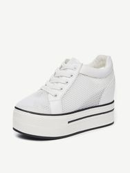Augmentation des chaussuress saison nouvelles chaussures en maille respirantes minces sauvages épaisses chaussures en maille de sport décontractées blanches - Newchic - Modalova