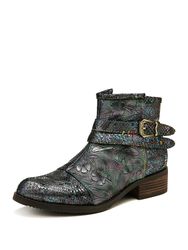 SOCOFY Bottines en cuir véritable avec fermeture à glissière en métal avec coutures en relief à imprimé serpent - Newchic - Modalova