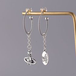 Boucles d'oreilles asymétriques en argent sterling 925 vintage boucles d'oreilles pendentif pompon planète creuse - Newchic - Modalova