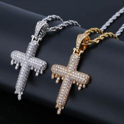 À la mode Croix Goutte D'eau Collier Hip Hop Pendentif Collier Micro Zircon s Collier Bijoux - Newchic - Modalova