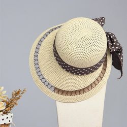 LYZA Chapeau de soleil pour s d'été creux large bord plage soleil Visor Voyage Voyage Panama chapeau de paille - Newchic - Modalova