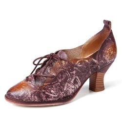 SOCOFY Escarpins à lacets en cuir véritable pointus rétro à talons hauts - Newchic - Modalova