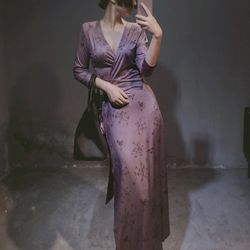 Fat Sister était mince robe des s de grande taille Robe Floral Violet Ceinture élastique Retro Warm Oriental - Newchic - Modalova