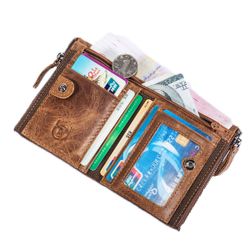 Bullcaptain Portefeuille Vintage avec 5 Fentes pour Carte en Cuir Véritable Porte-cartes Porte-monnaie pour Homme - Newchic - Modalova