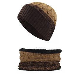 Bonnet en velours de laine pour homme écharpe hiver Vogue garder oreille cou chaud ski vélo écharpe Bonnet ensemble - Newchic - Modalova