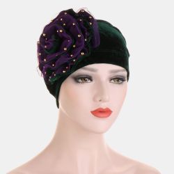Disque de velours fleur ongles or perle dentelle maille fil foulard chapeau musulman bonnet - Newchic - Modalova