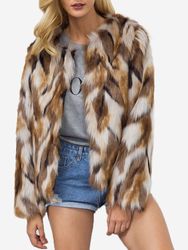 Manteau court en fausse fourrure Ă manches longues et Ă manches longues - Newchic - Modalova
