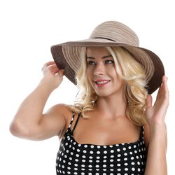 Chapeau de paille tressé en parasol tissé élégant pour s, au bord de la mer - Newchic - Modalova
