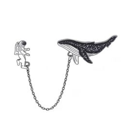 Broche de bande dessinée de mode astronaute baleine de l'espace goutte à goutte broche d'huile en métal vêtements collier broche - Newchic - Modalova