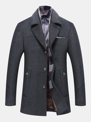 Manteaux d'hiver en laine pour hommes, doublés en polaire épaisse, manteaux chauds mi-longs avec écharpe - Newchic - Modalova