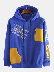 Sweat-shirt à capuche avec cordon irrégulier graphique à poches irrégulièress - Newchic - Modalova